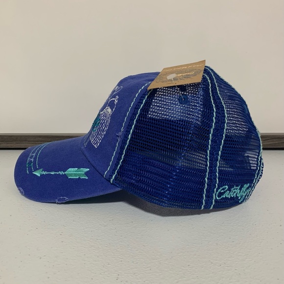 Catchfly Women's "Yippie Ki-Yay" Distressed Ponytail Baseball Hat/Cap-OS NWT - Picture 5 of 11